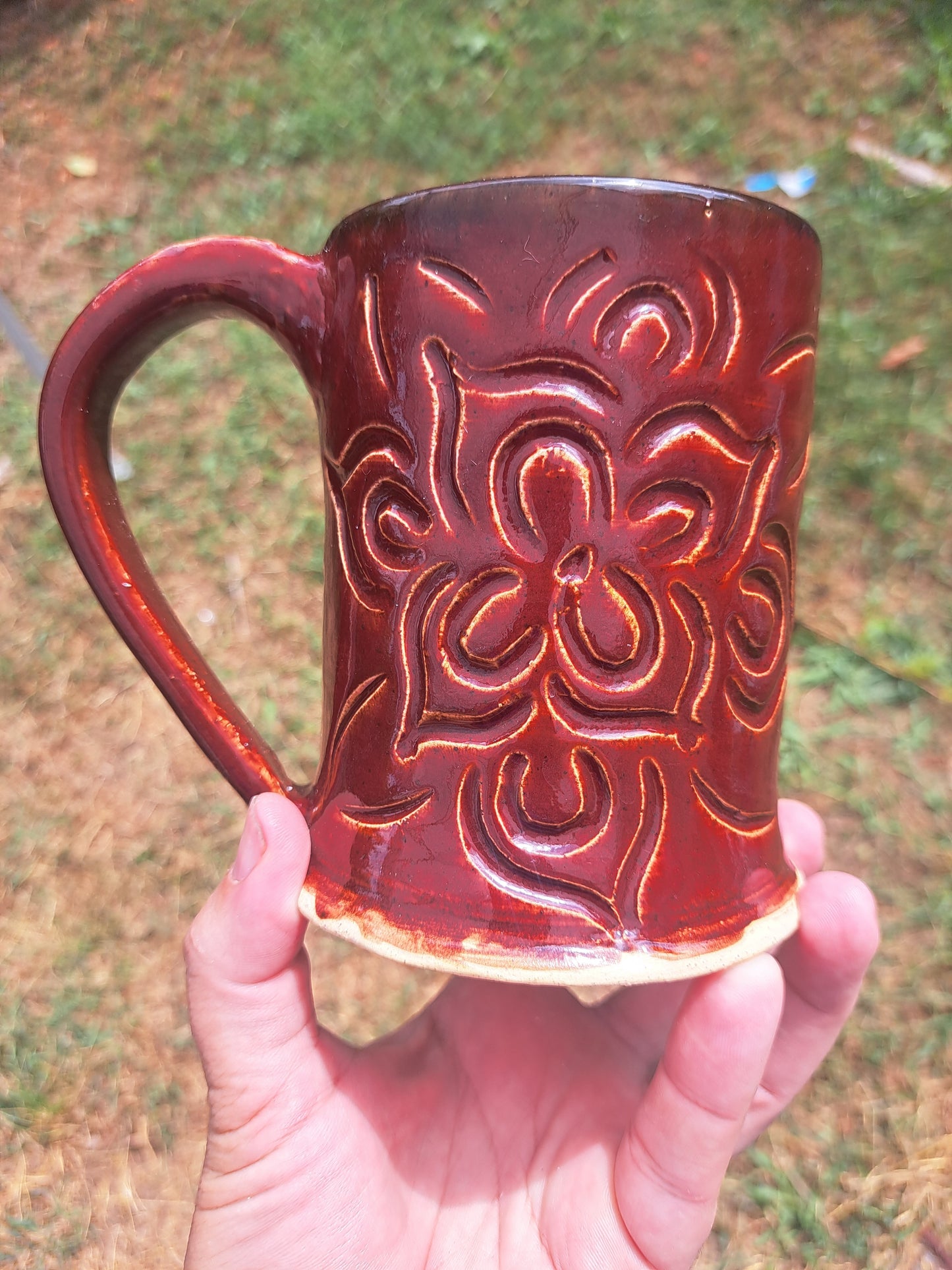 Stein, 55, Firebrick Red/Matte Black, Carved