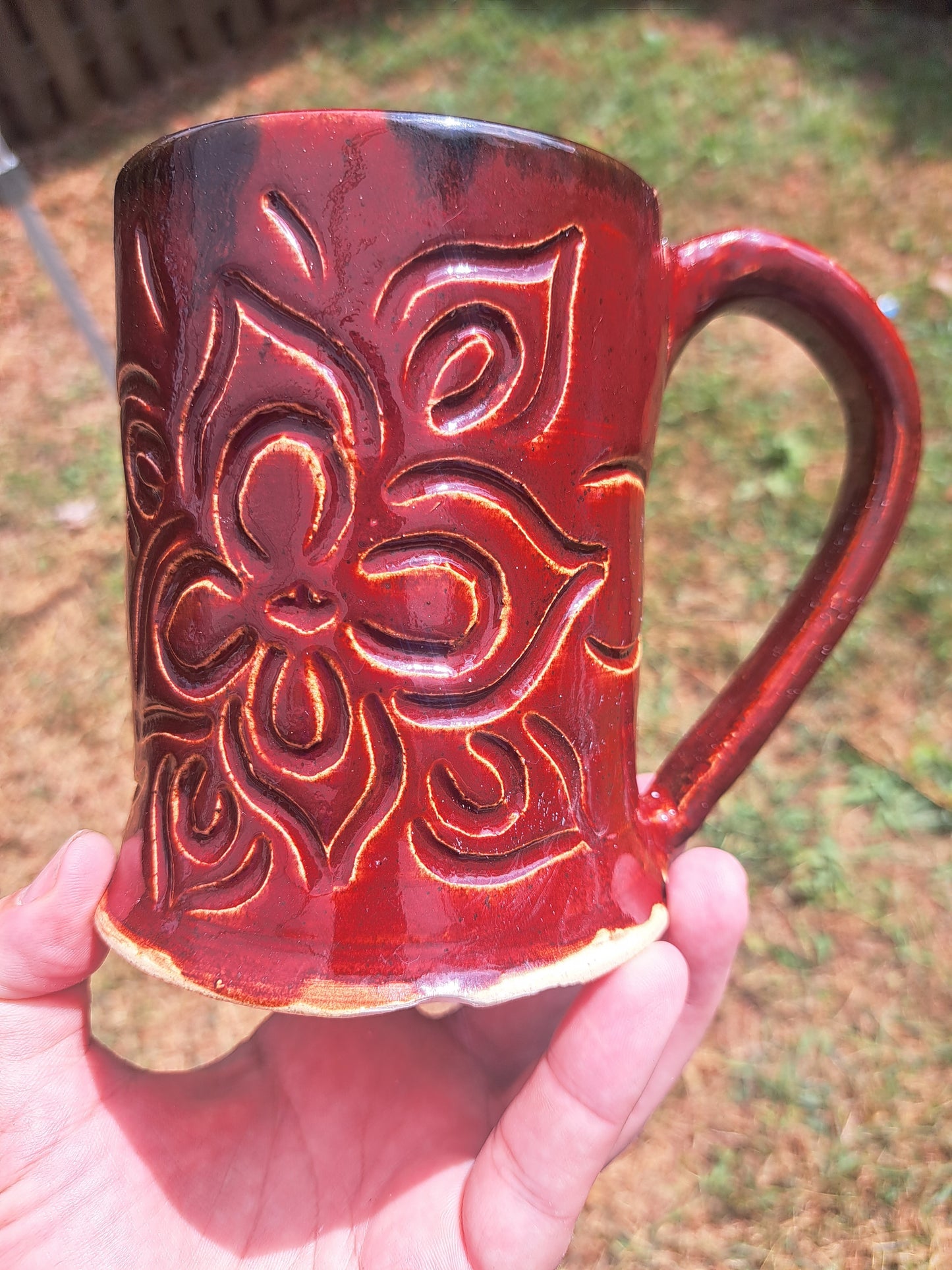 Stein, 55, Firebrick Red/Matte Black, Carved