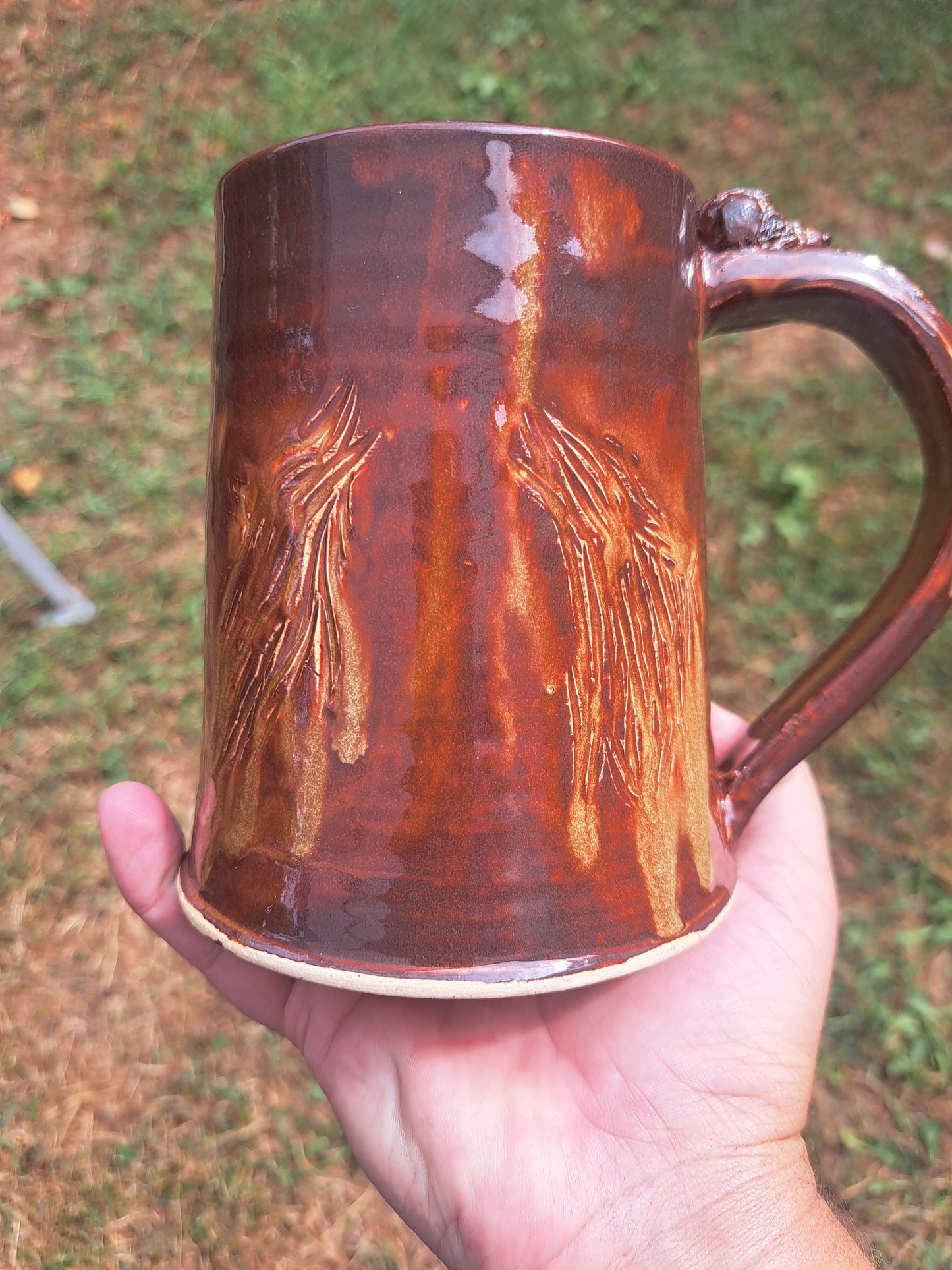 Stein, 55, Golden Lustre, Carved Wolves and sculpted hound
