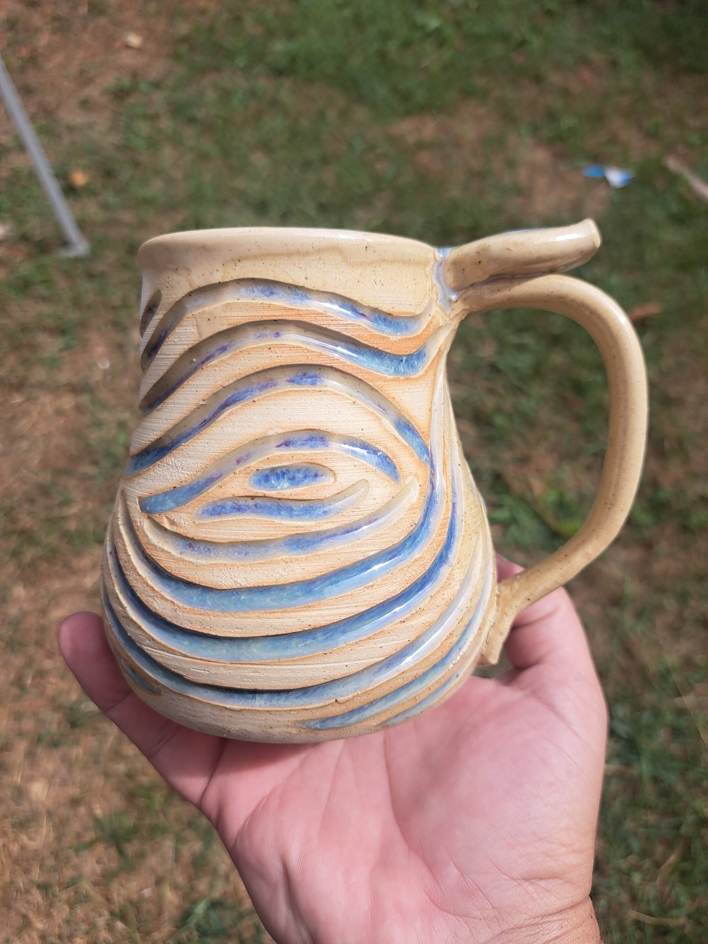 Mug, 55, Copper Red, Carved