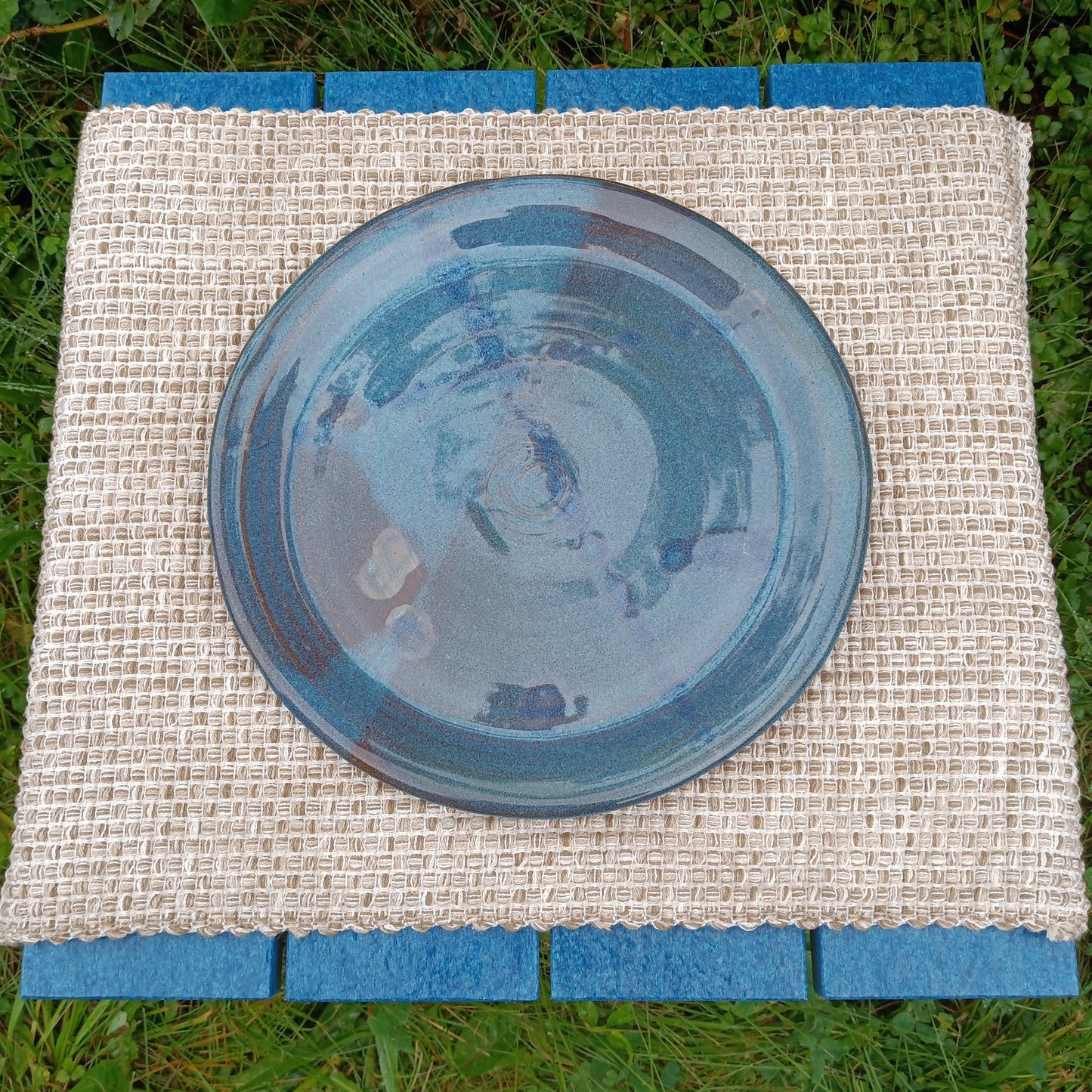 Floating Blue Geometric Plate