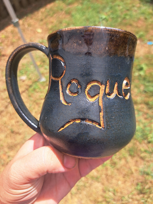 Mug, ID, Rogue, Matte Black/Adventurine, Carved