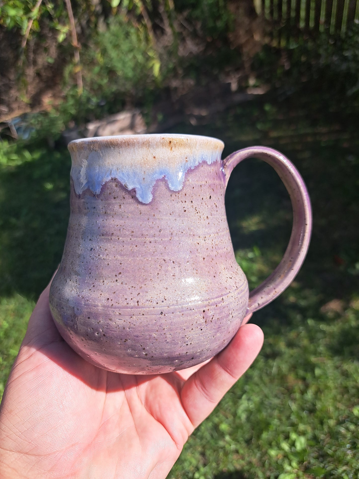 Mug, Identity, 112, purple celadon/frosty white, carved, Bard