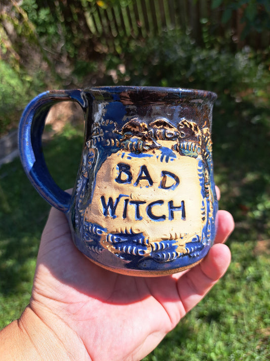 Mug, Identity, 112, Sapphire/Adventurine, sprigged, Bad Witch