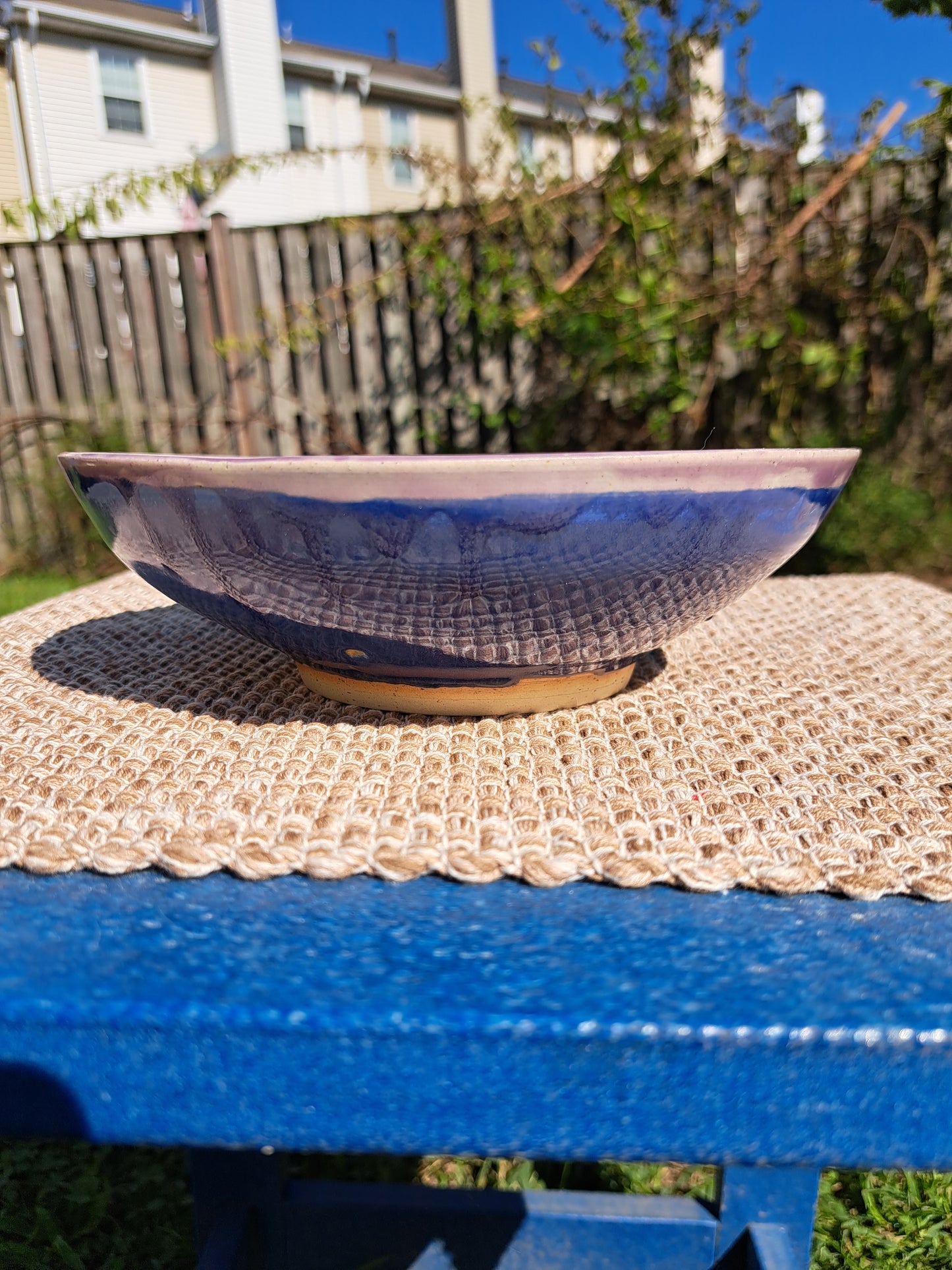 Bowl, serving, 55, purple celadon/sapphire, carved