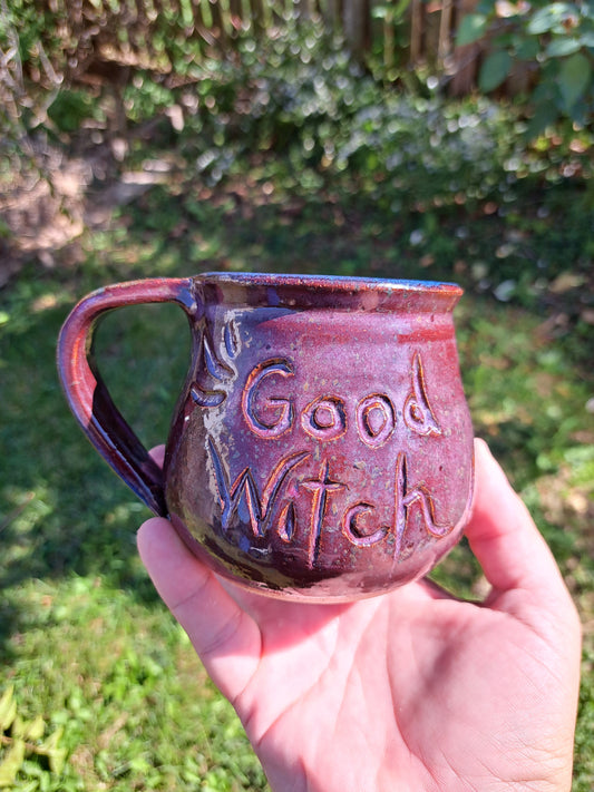 Mug, Identity, 112, Smokey Merlot/Sapphire, Carved, Good Witch
