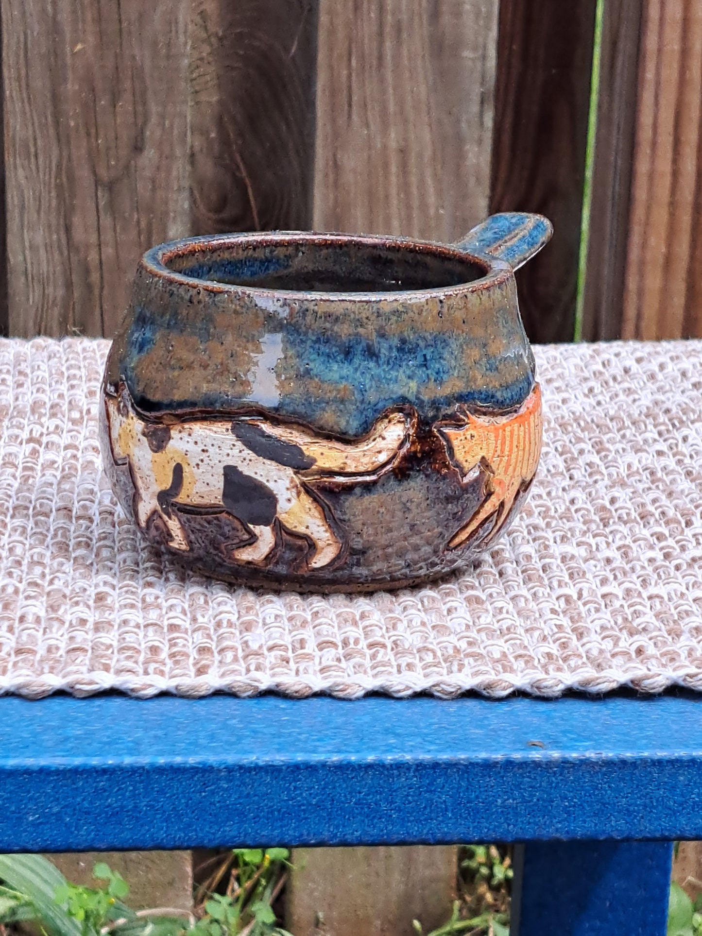 Mug, Gotland, Carved, Floating Blue, Tabbies and Calico