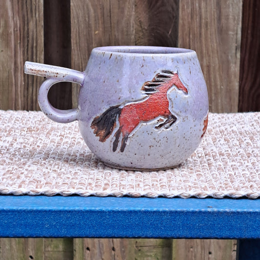 Mug, Gotland, Carved, 112, Lilac/Amethyst, Horses, Bay Red, Black