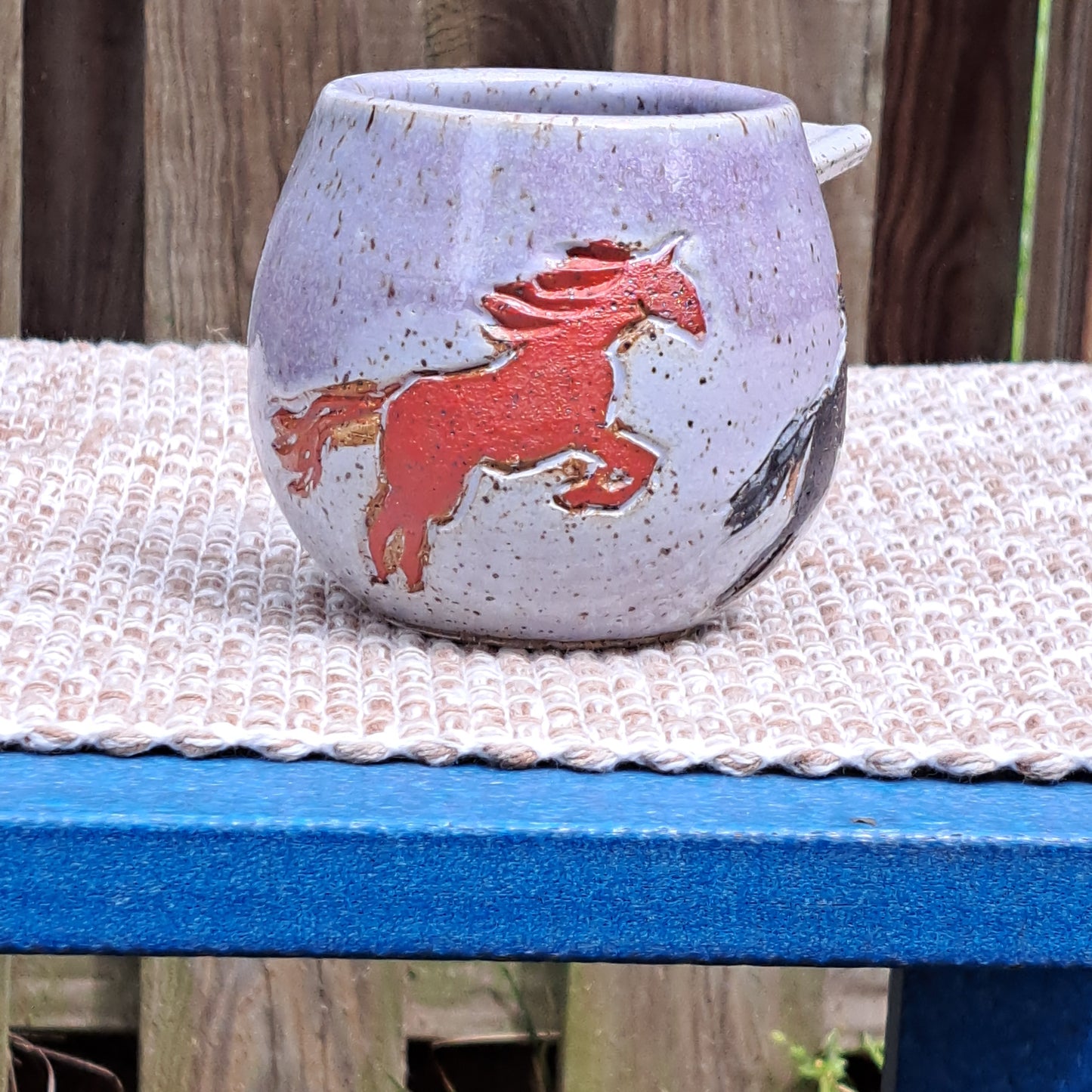 Mug, Gotland, Carved, 112, Lilac/Amethyst, Horses, Bay Red, Black