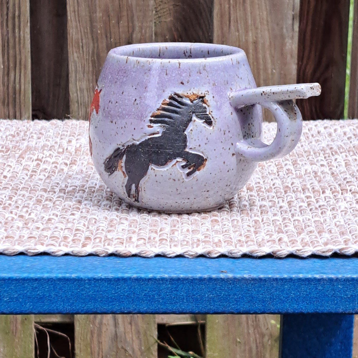 Mug, Gotland, Carved, 112, Lilac/Amethyst, Horses, Bay Red, Black