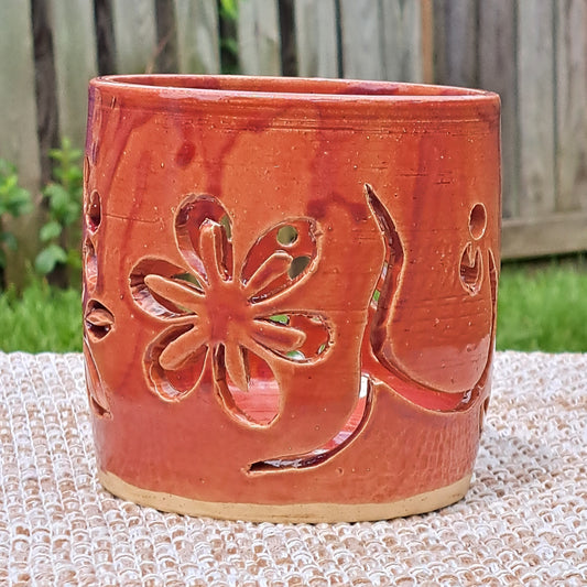 Candle luminary, carved, 55, Plum, floral